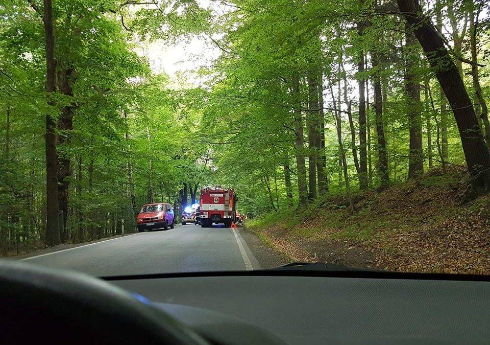 Osobák u Šolcáku narazil do stromu. Silnice byla uzavřená, řidič letěl do nemocnice vrtulníkem