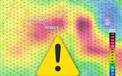 V sobotu pozor na velmi silný vítr s nárazy až 110 km/h