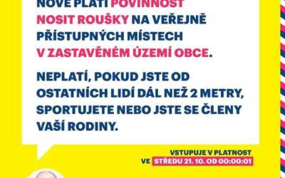 Roušky budou od středy s výjimkami povinné i venku a v autech