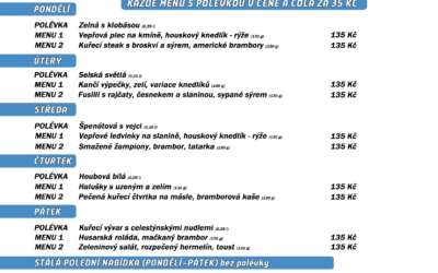 Polední menu na týden 6. až 10. března 2023 restaurace Dělňák v Novém Městě pod Smrkem