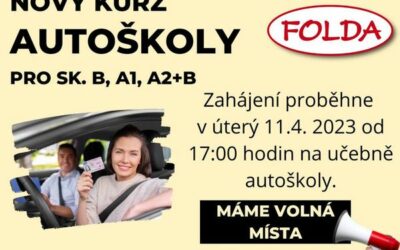 Nový kurz autoškoly pro skupinu B, A1, A2+B