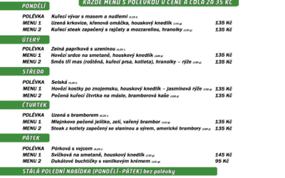 Polední menu na týden 27. až  31. března 2023 restaurace Dělňák v Novém Městě pod Smrkem